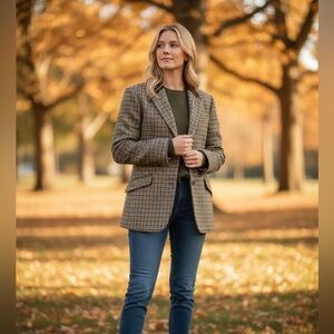 Ralph Lauren women’s Houndstooth tweed blazer classic old money equestrian 10